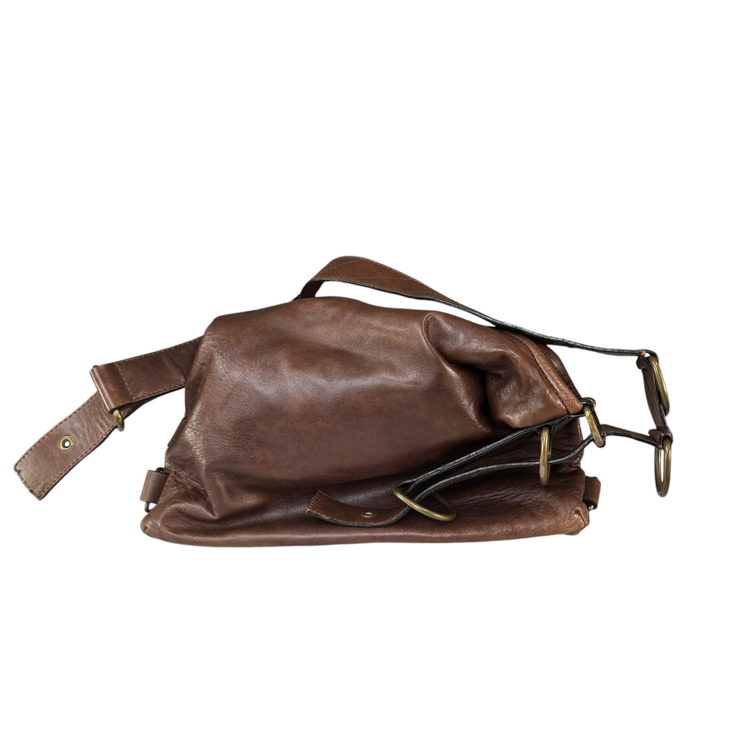 Givenchy Y2K Vouyou Classic Mahogany Brown Distressed Leather 2-Way Shoulder Crossbody Bag
