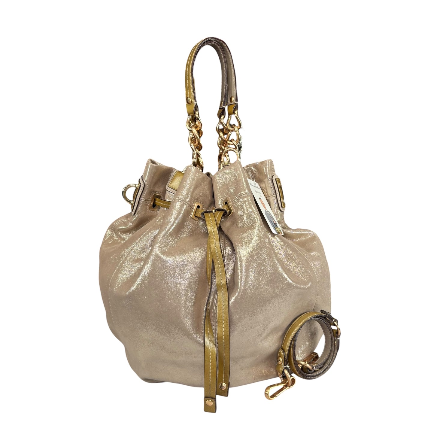 Coach XL Y2K Peyton GHW Drawstring Bucket Glitter Sueded Leather