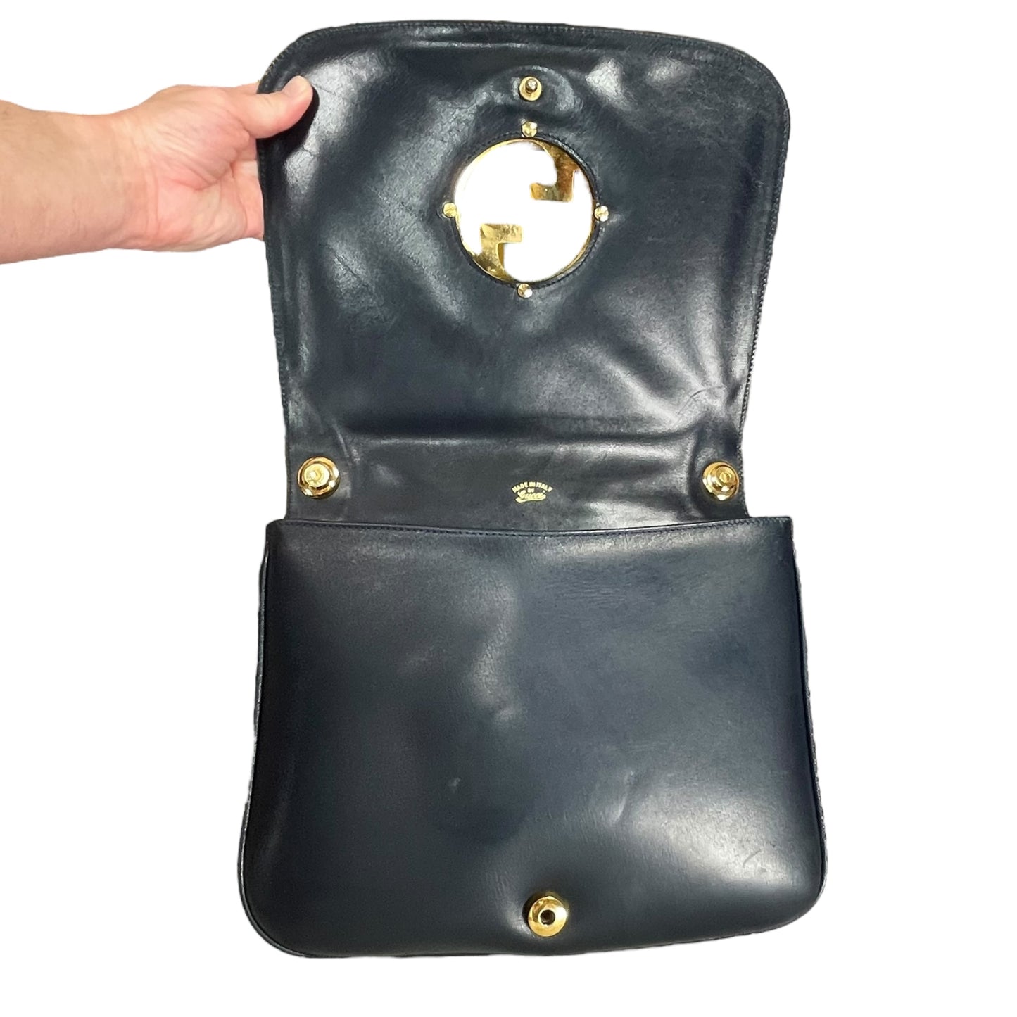 GG Blondie Navy GHW Blondie Flap Shoulder Two Way Purse