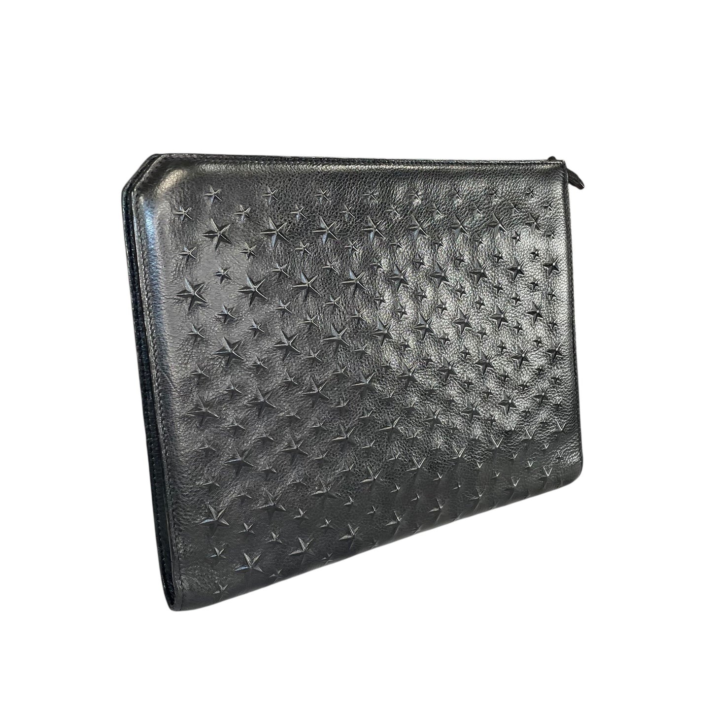 Jimmy Choo Derek XL Black Stars-All-Over Embossed Leather Portfolio iPad Sleeve