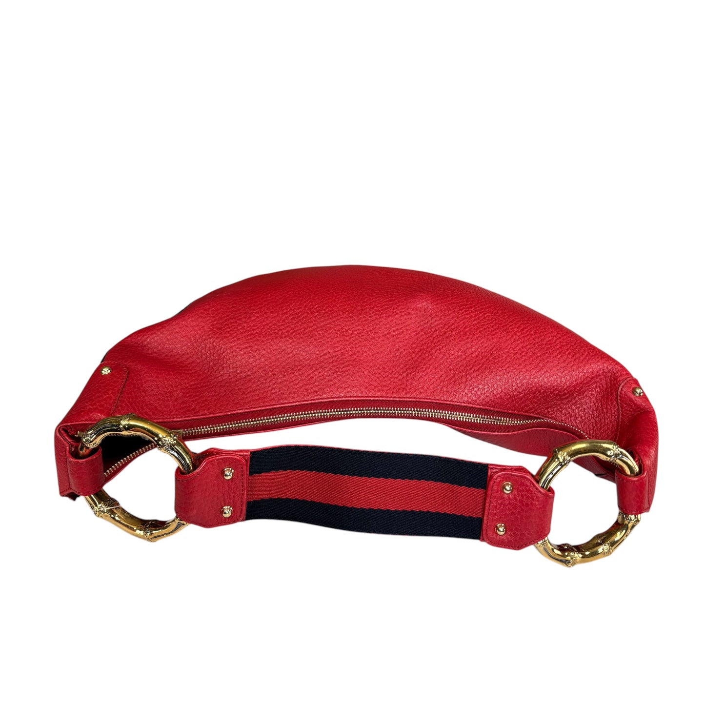 Gucci Sylvie GHW Hobo Sherry Web Bamboo Red Shoulder Purse