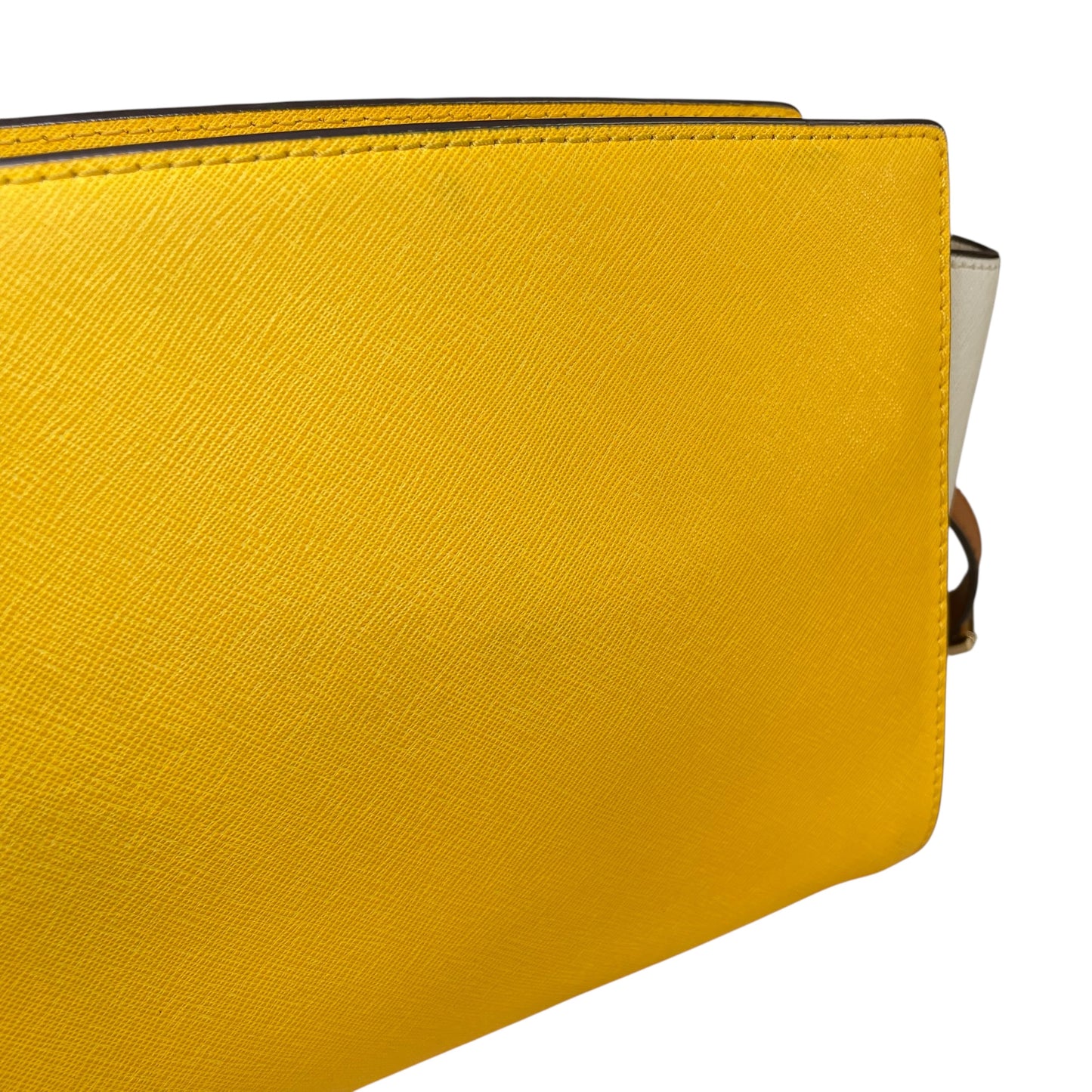 Michael Kors Selma Small Saffiano Leather Yellow White Satchel Crossbody