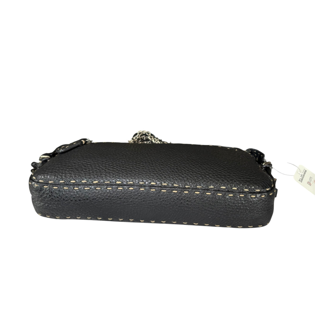 Fendi Selleria Baguette Black Leather Sterling Mesh Chain Purse