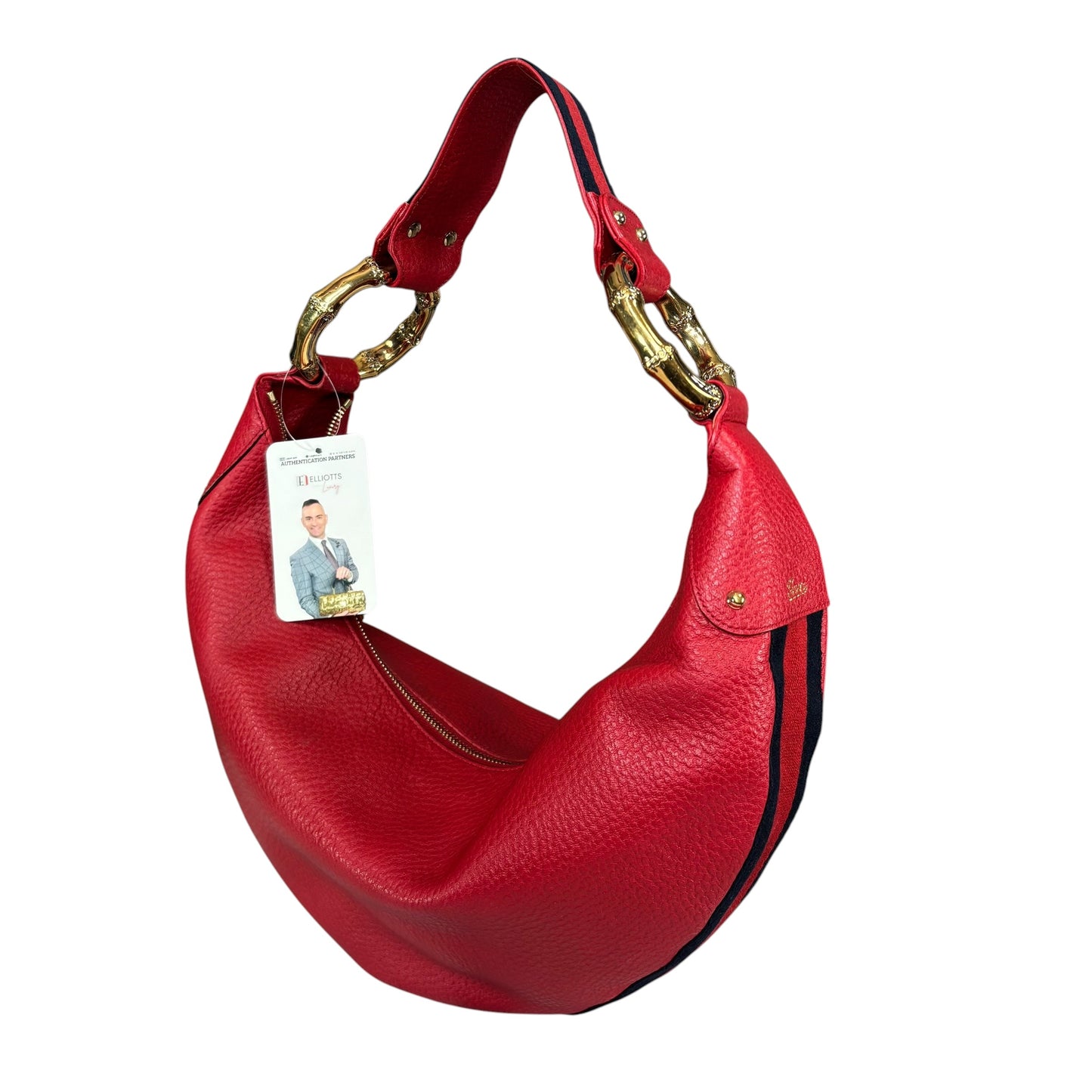 Gucci Sylvie GHW Hobo Sherry Web Bamboo Red Shoulder Purse