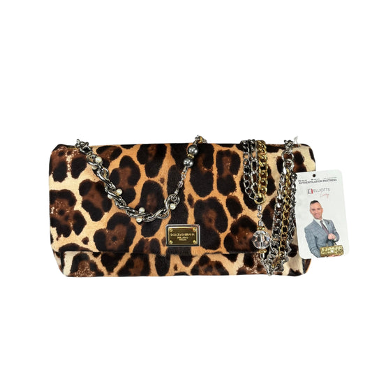 Dolce Gabbana Leopard Hair Calf Flap Chain Shoulder Purse