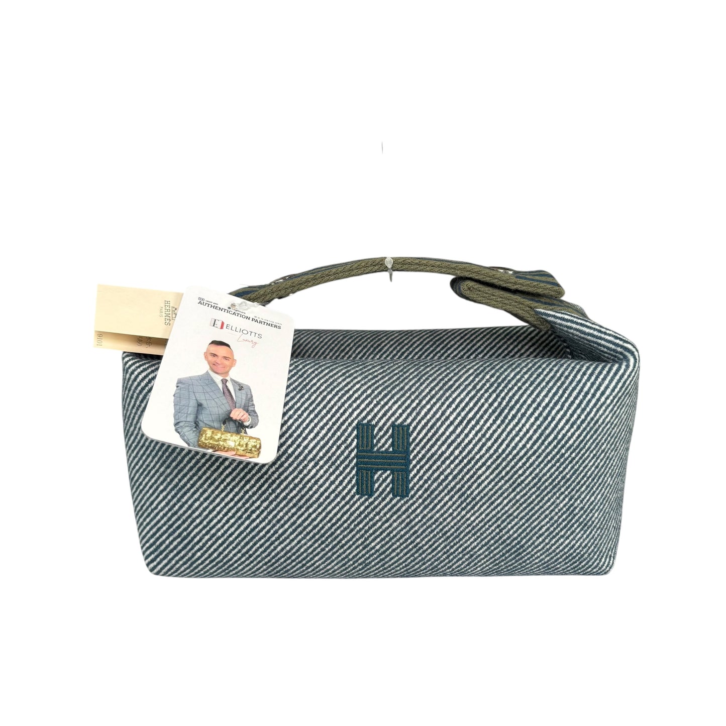 Hermes Bride-A-Brac Au Carre Case Navy / Green Wool