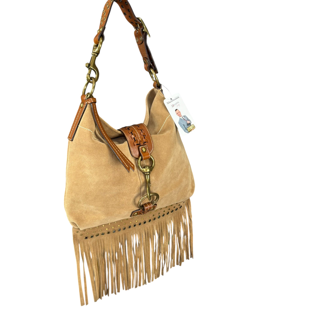 Coach Y2K Fringe Beige /Brown Hampton Suede Leather Hobo Purse