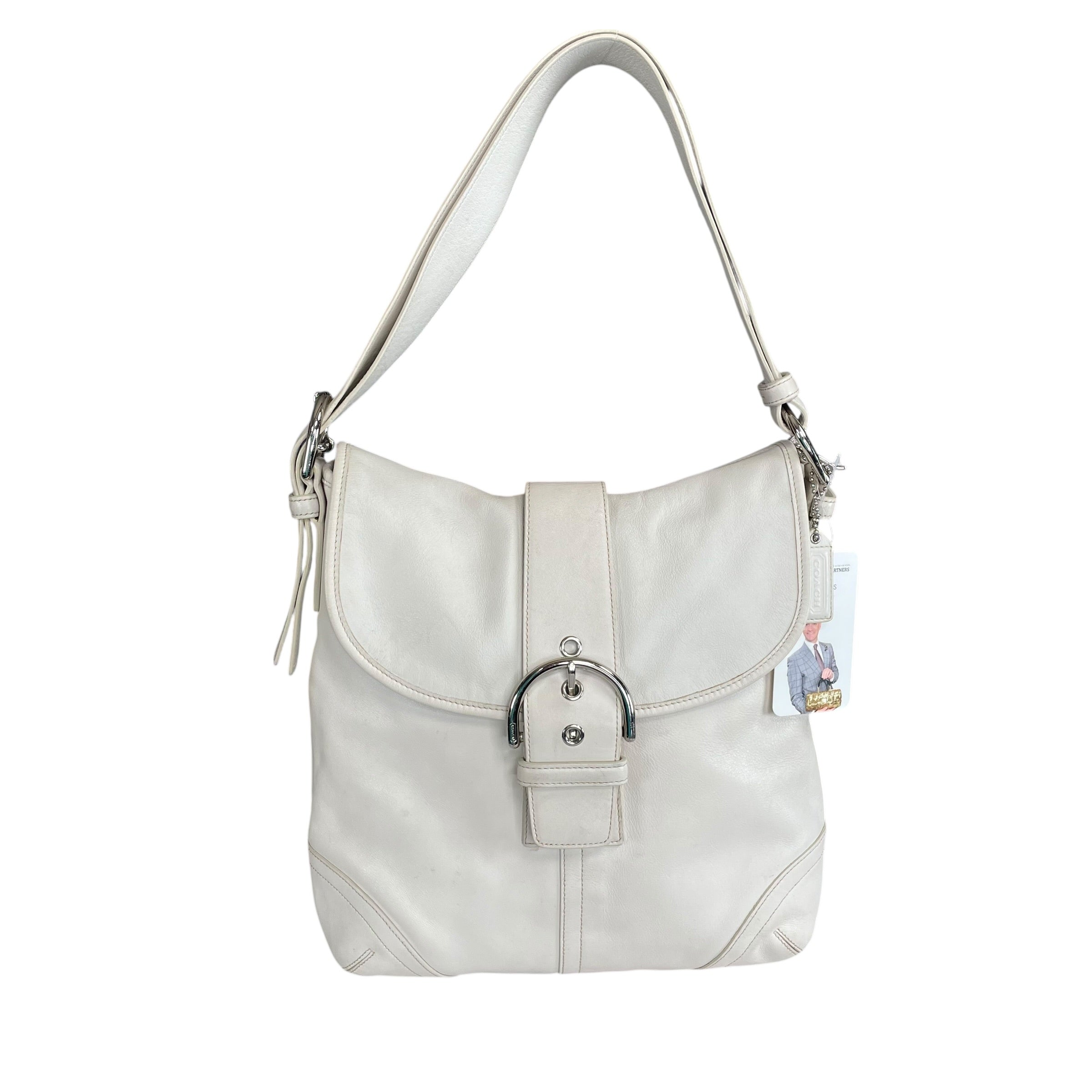 Coach Soho Legacy Leather Off White Buckle Crossbody Y2K 2-Way