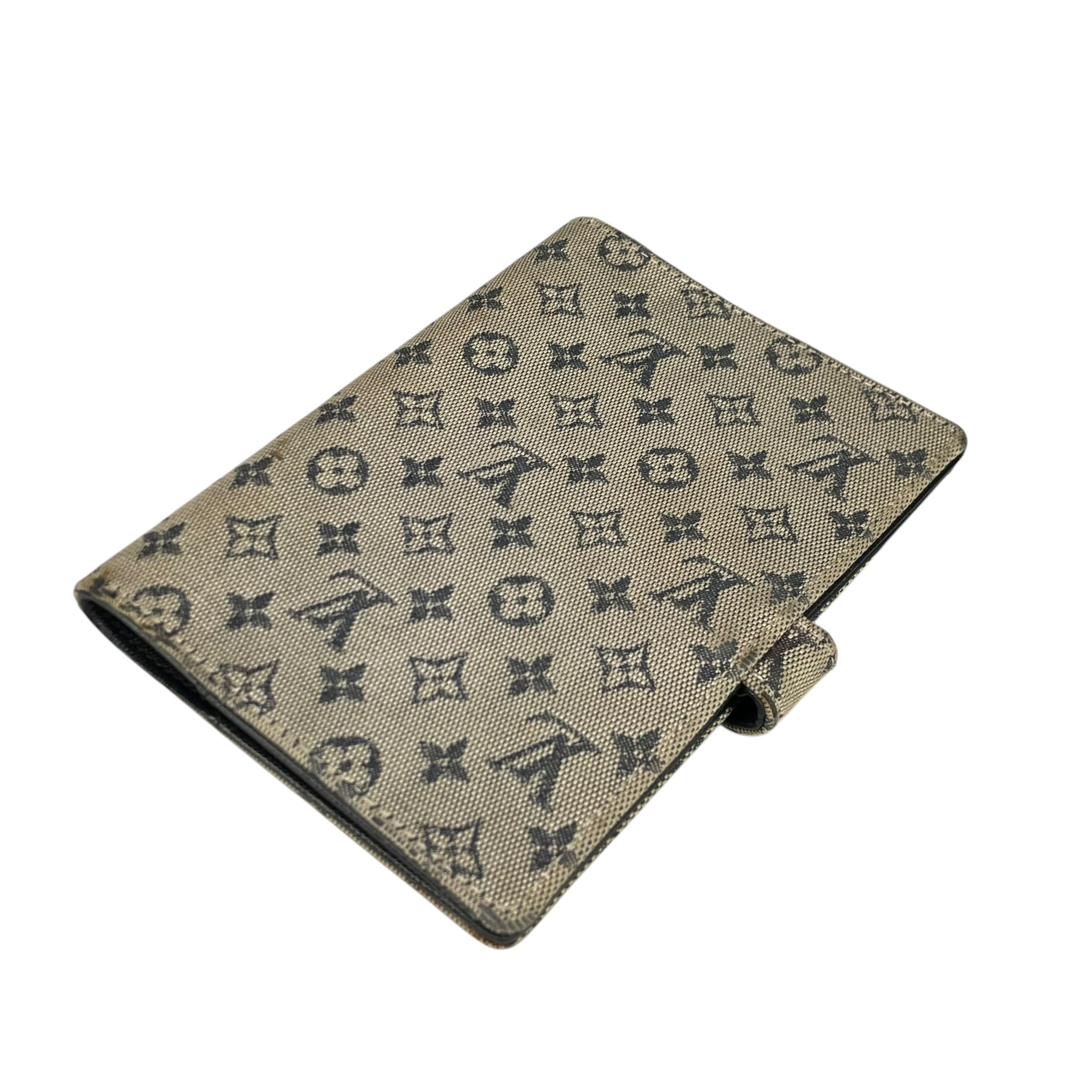Louis Vuitton Mini Lin Agenda PM Navy Blue Canvas Small Ring