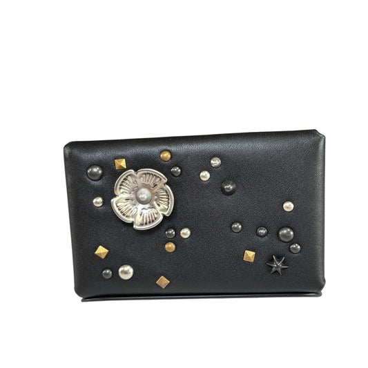 Coach Limited Turn-Lock Leather Rose Stud Card Holder