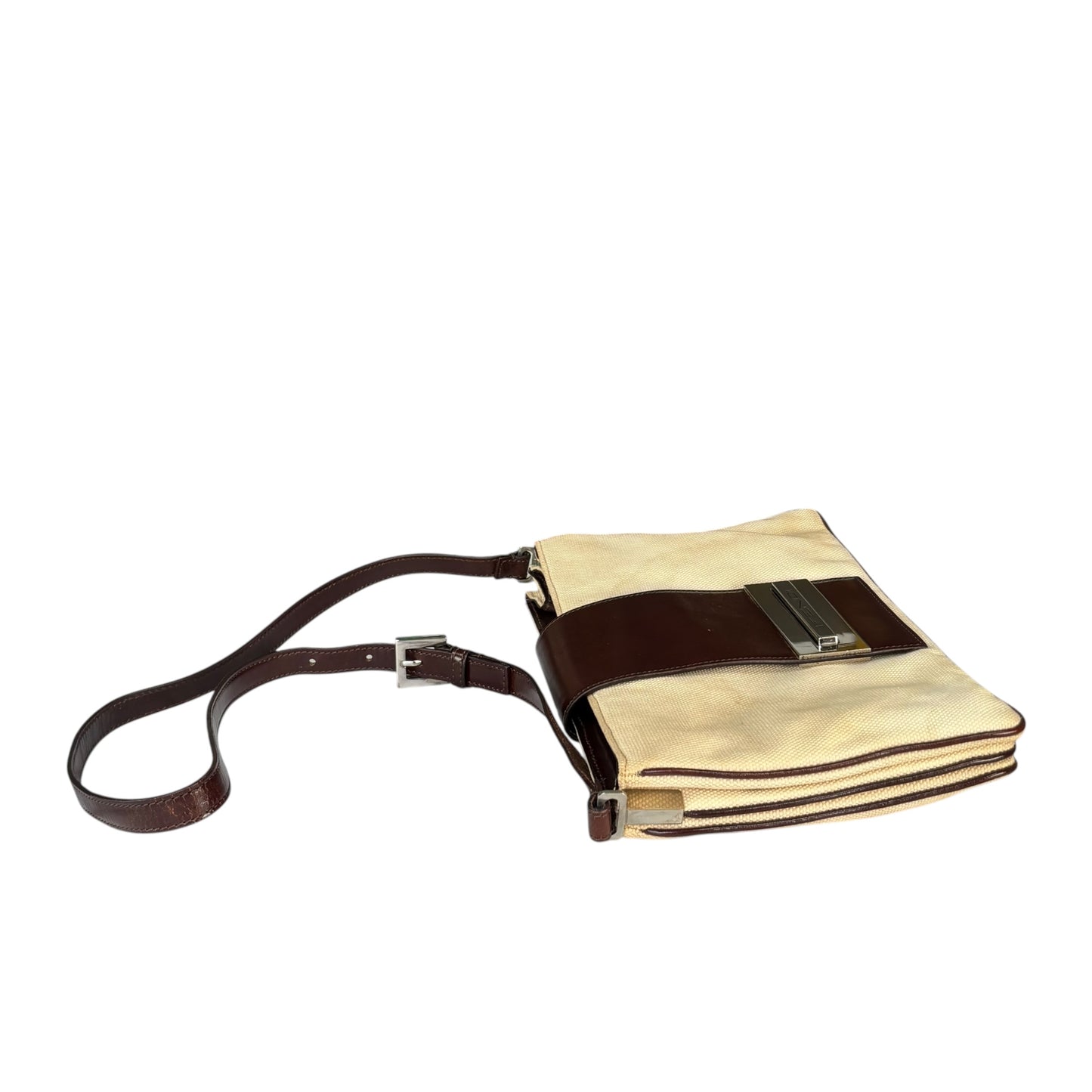Fendi Y2K XL Baguette Eru Canvas Two-Tone Slim Leather Purse