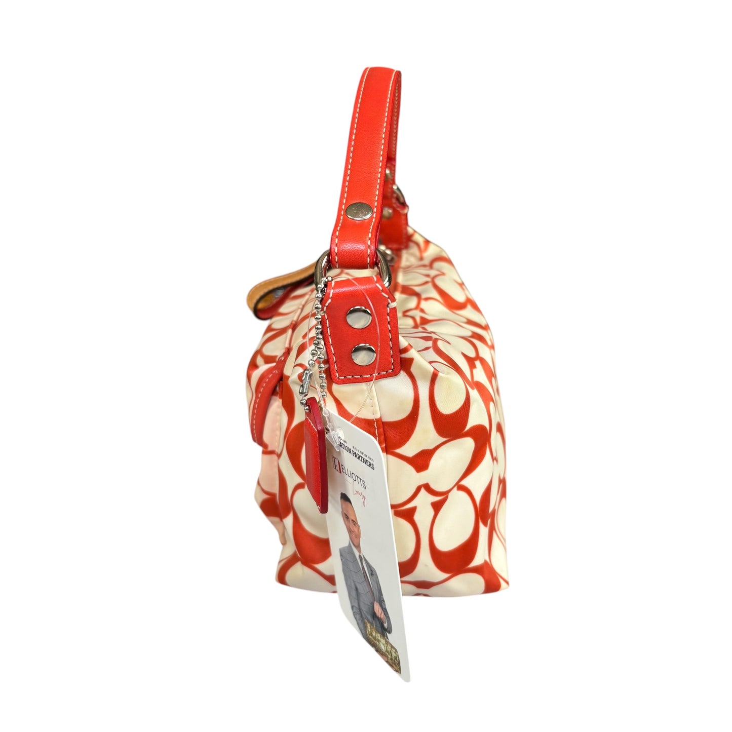 Coach Mini Hampton Red Nylon Cosmetic Make-Up Shoulder Purse