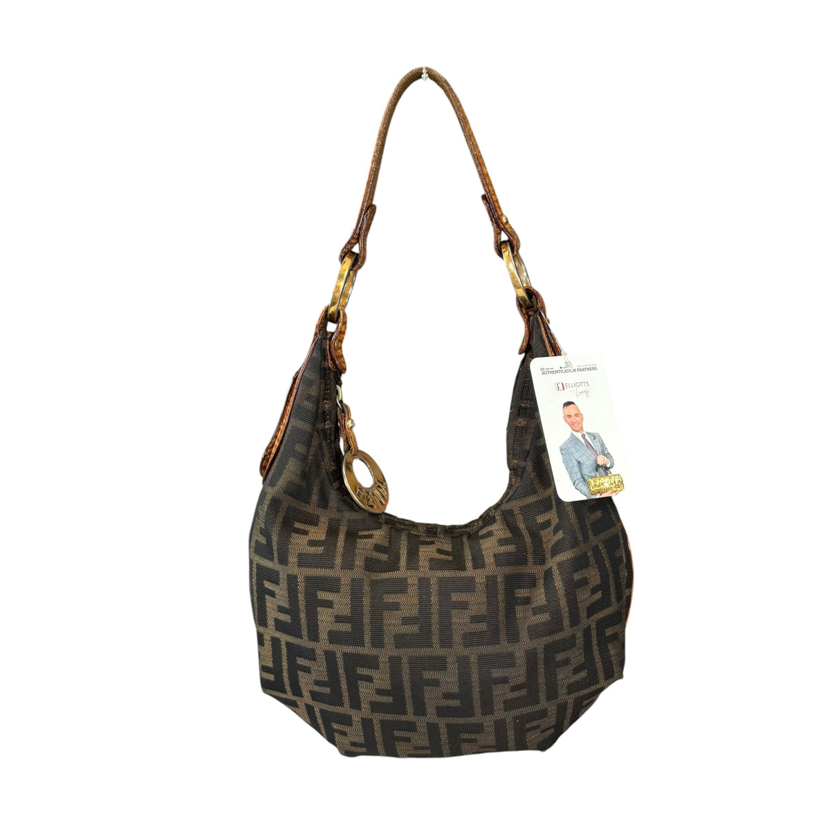 Fendi Y2K Zucca Embossed Lizard Chef Shoulder Purse