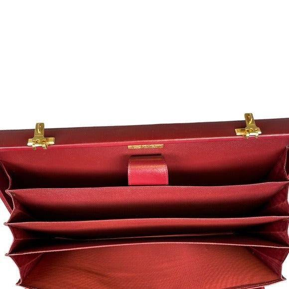 Cartier Must Da Attache Bordeaux Leather Dual Combo Lock Multi Laptop Briefcase