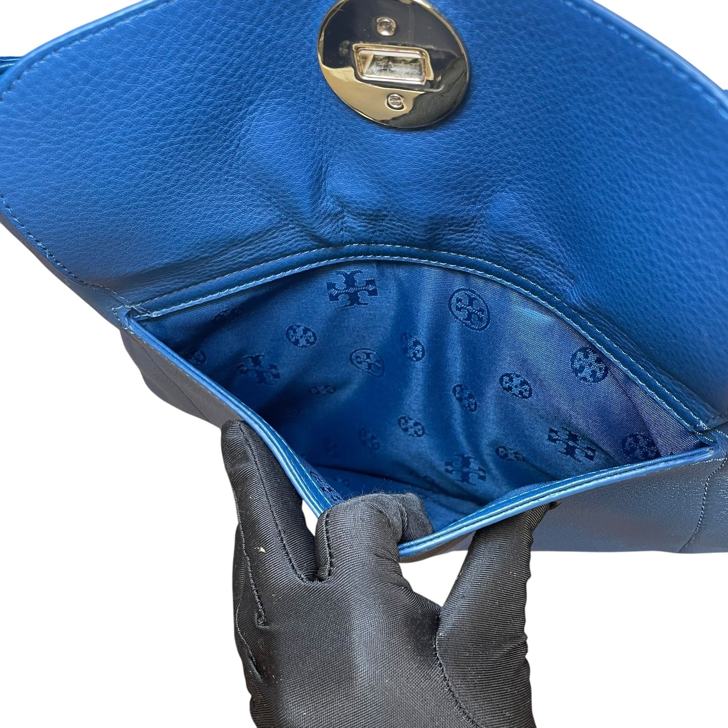 Tory Burch Mercer Blue Wave Leather GHW Hobo Shoulder Bag