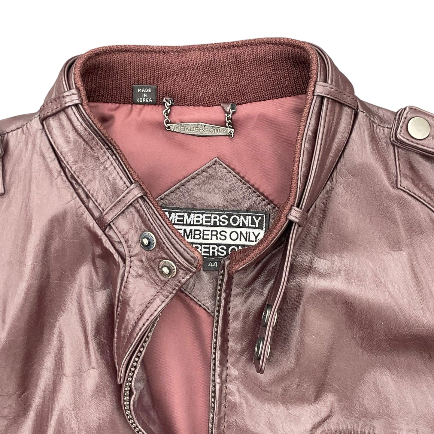 Members Only Y2K Leather Bomber Jacket Oxblood Burgundy 44 XL