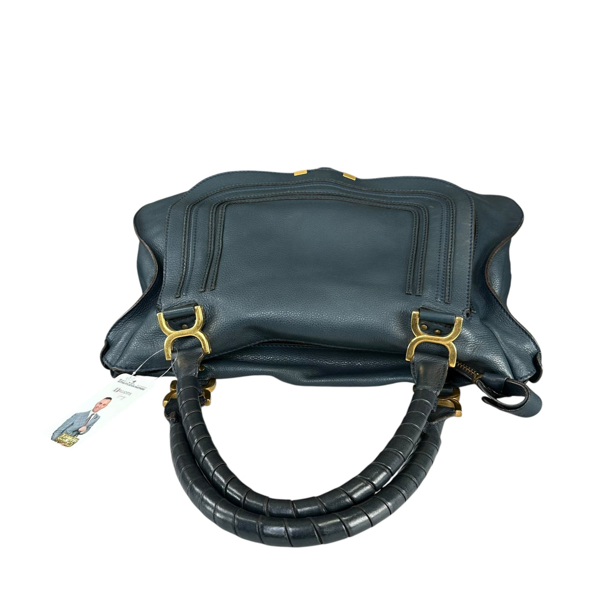 Chloe Marcie XL Navy Blue GHW eather Satchel