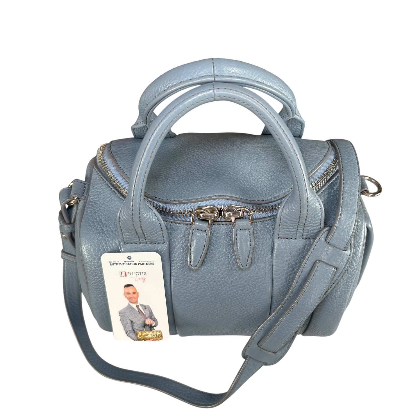 Alexander Wang Rocky Light Blue Gold HW Leather Boston 2-Way Crossbody