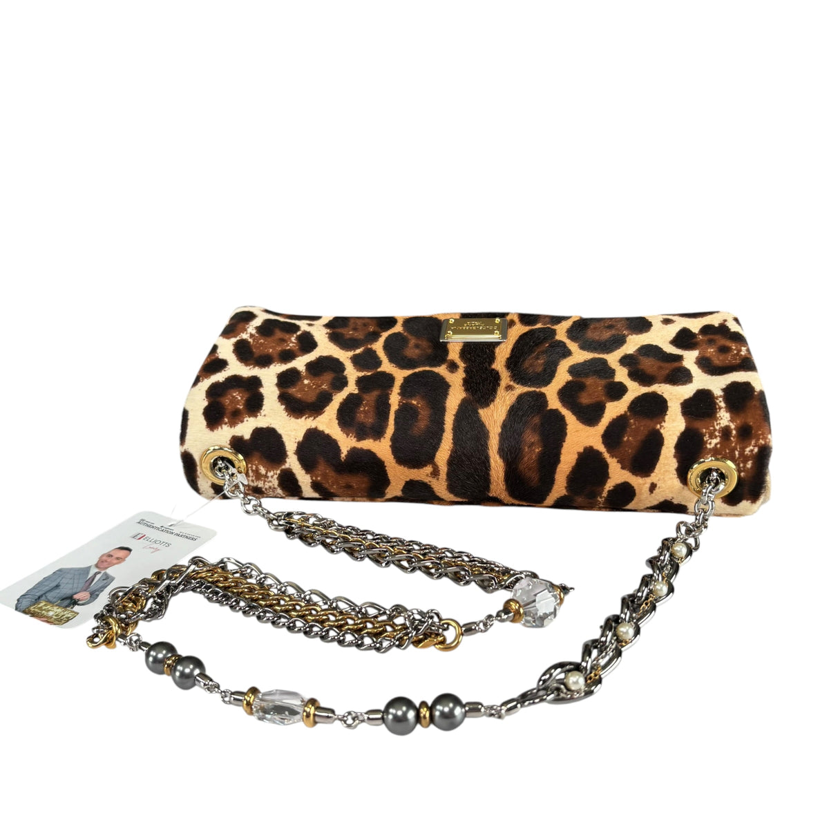 Dolce Gabbana Leopard Hair Calf Flap Chain Shoulder Purse