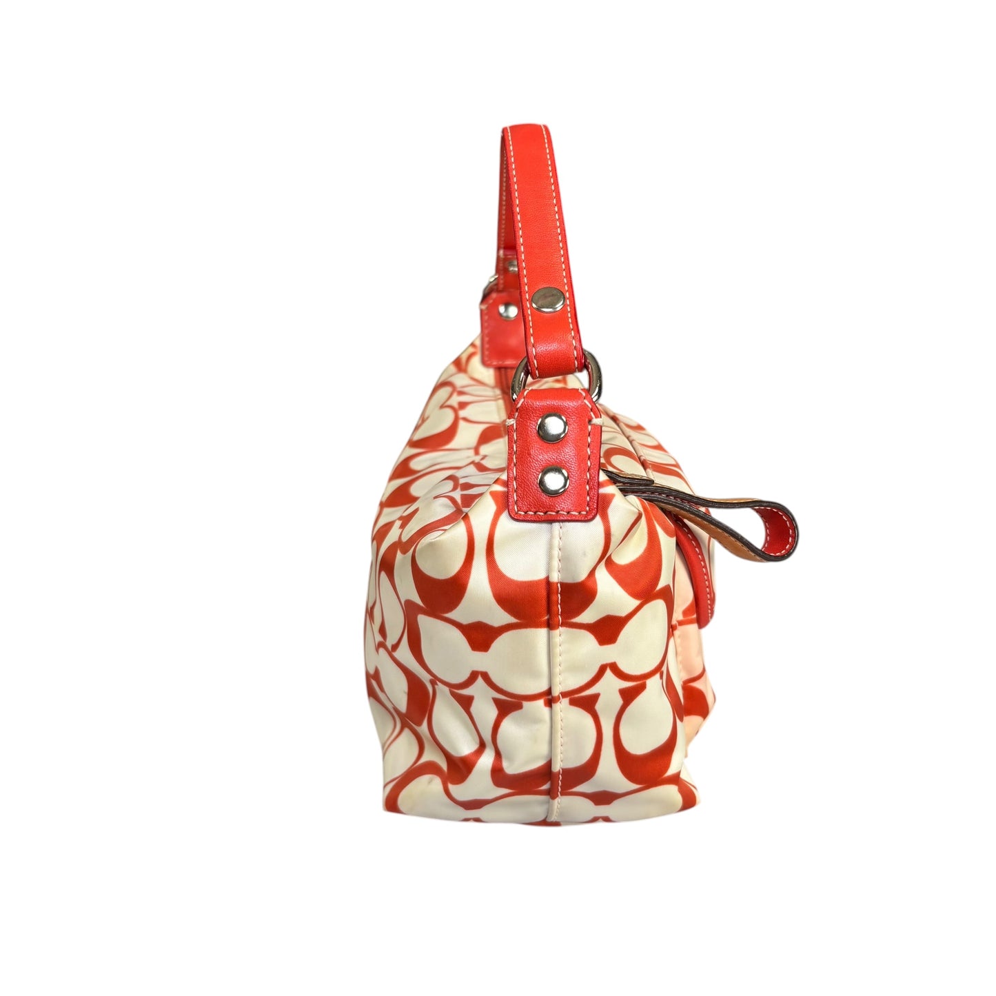 Coach Mini Hampton Red Nylon Cosmetic Make-Up Shoulder Purse