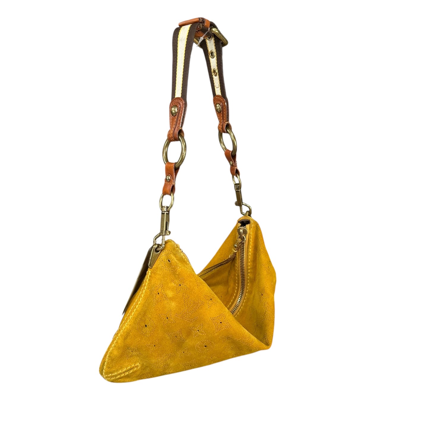 Louis Vuitton Limited Edition Suede Mahina Onatah PM Pouchette Yellow Mustard Shoulder Purse