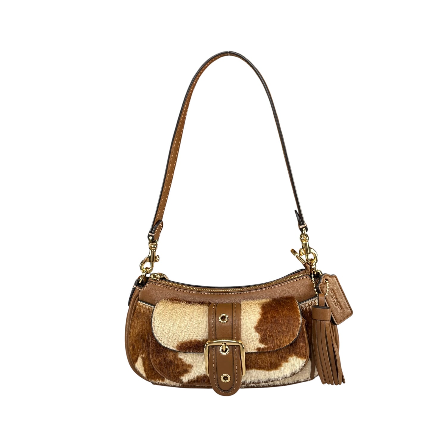 Coach Ashton Mini Brown GHW Hair Calf 2-Way Shoulder Purse