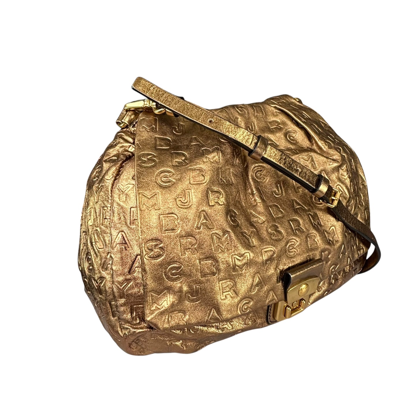 Marc By Marc Jacobs XL Golden Metallic Leather Embossed Crossbody