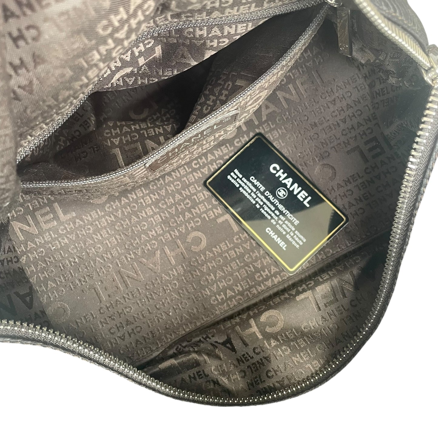 Chanel CC Bolt Deerskin Boston Dark Brown Studded Purse