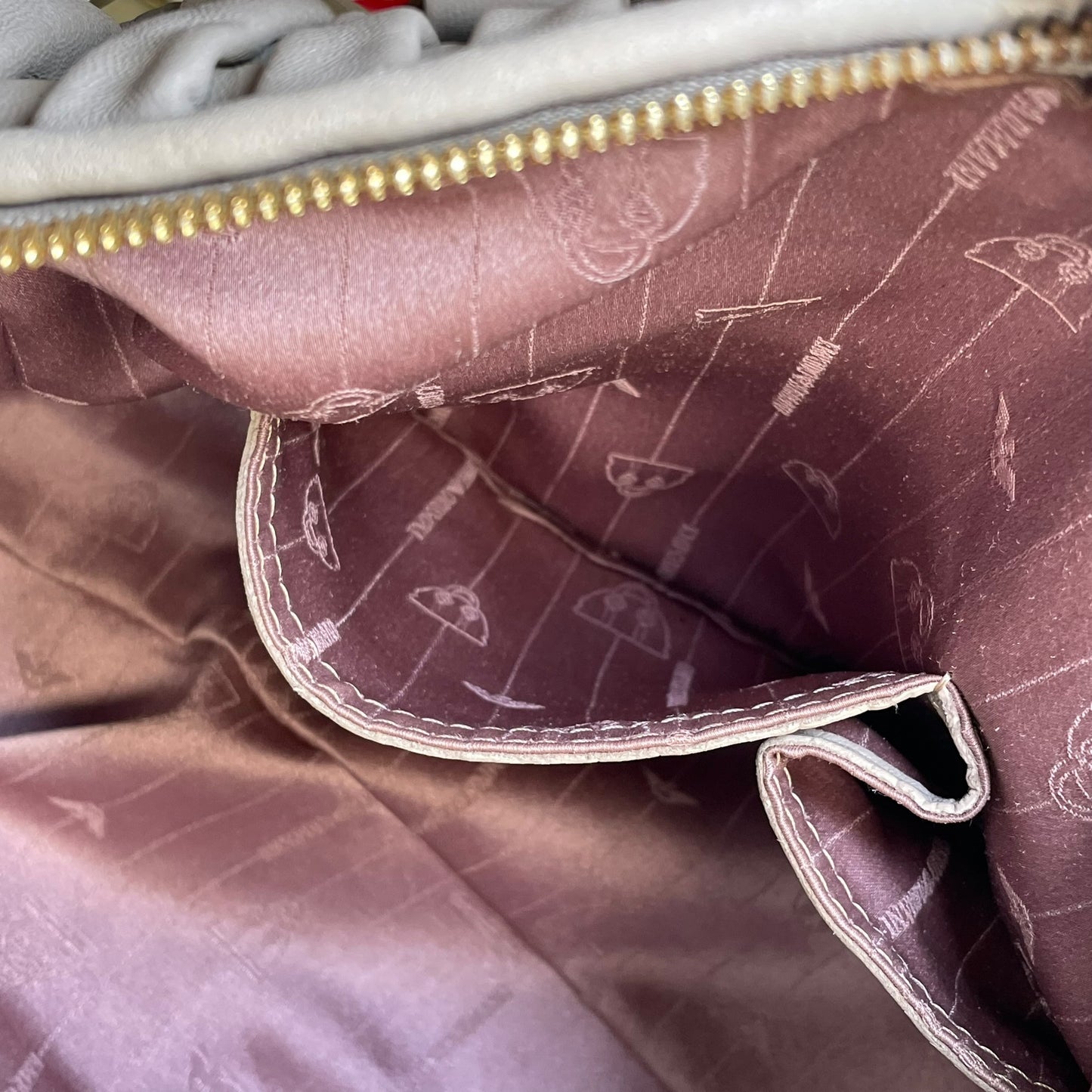 Emporio Armani Pleated GHW Leather Satchel Taupe Lock Key Crossbody Boston Bag