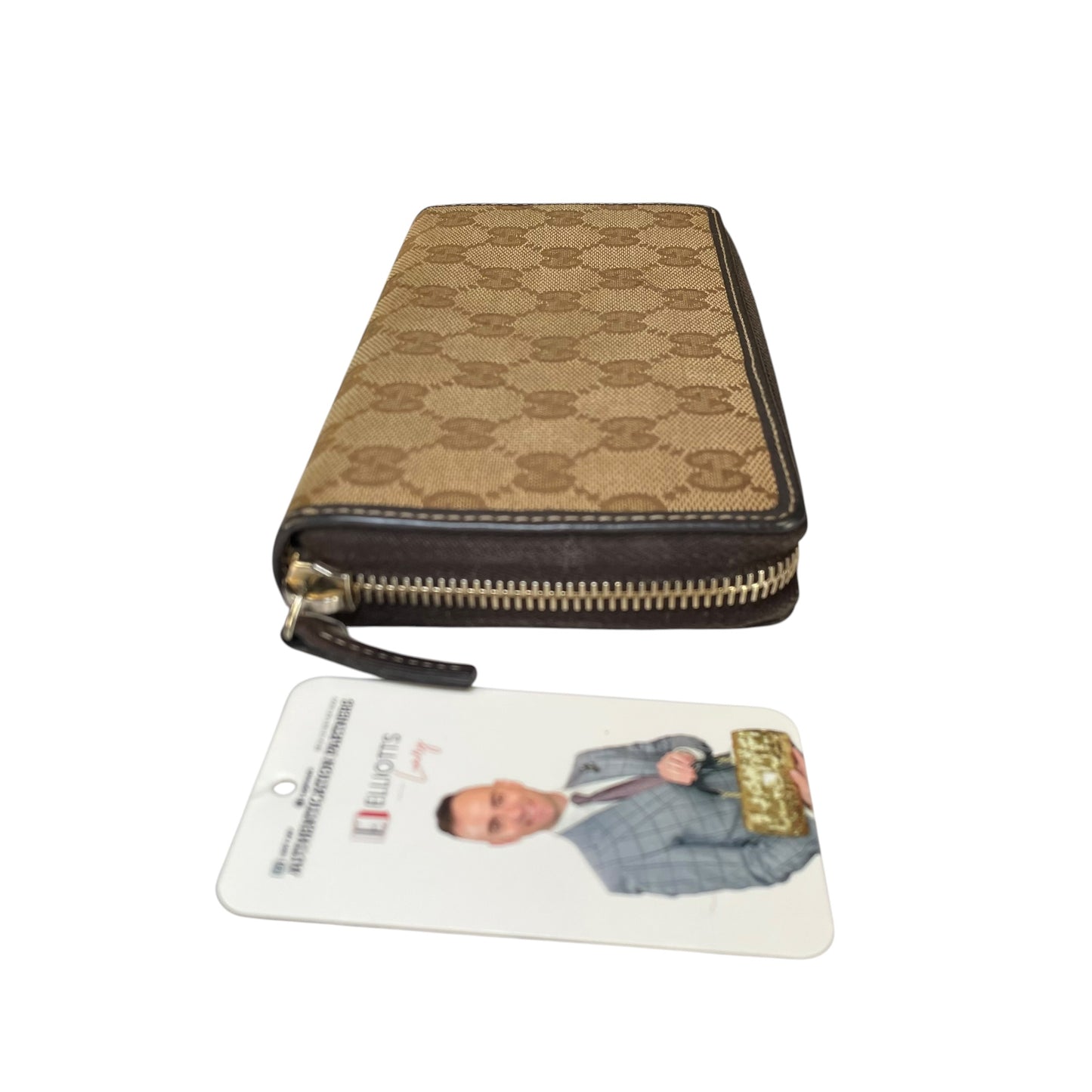 Gucci GG Mayfair Zip Around Wallet Brown Canvas Web Stripe Long Wallet