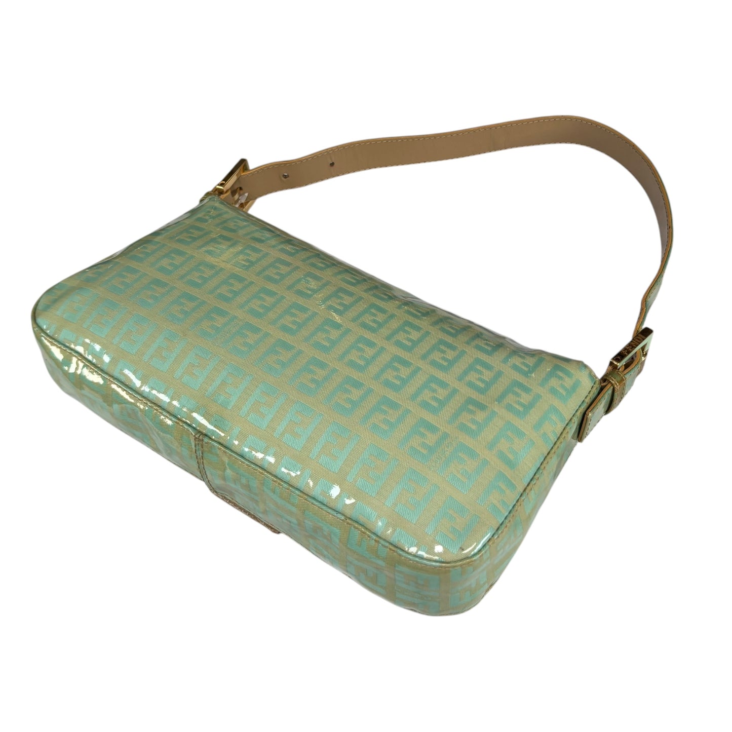 Fendi Y2K Baguette Classic Mint Green Zucchino Coated Canvas Purse