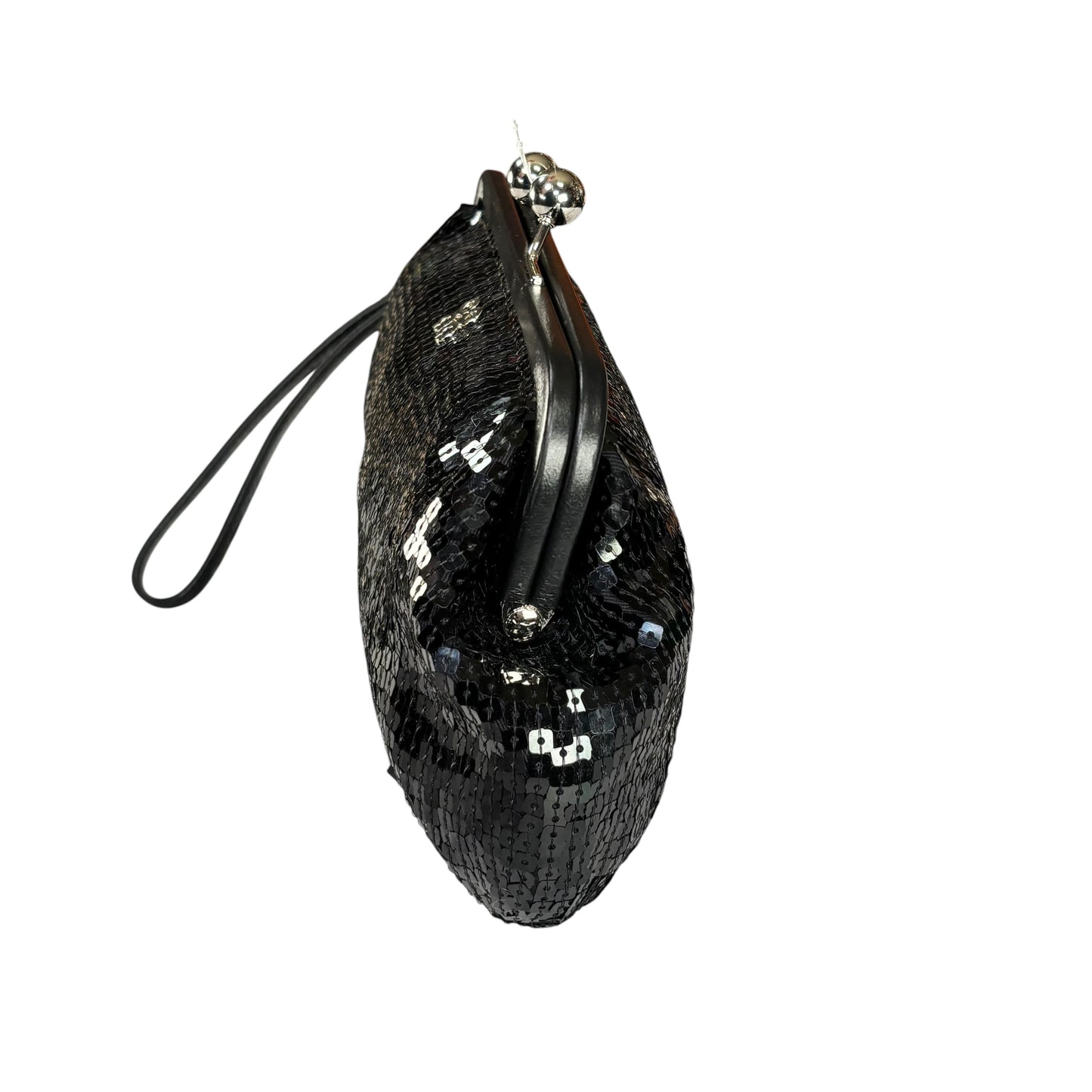 Coach Opti C Aubrey Sequin Black Leather  Kiss-Lock Closure Clutch