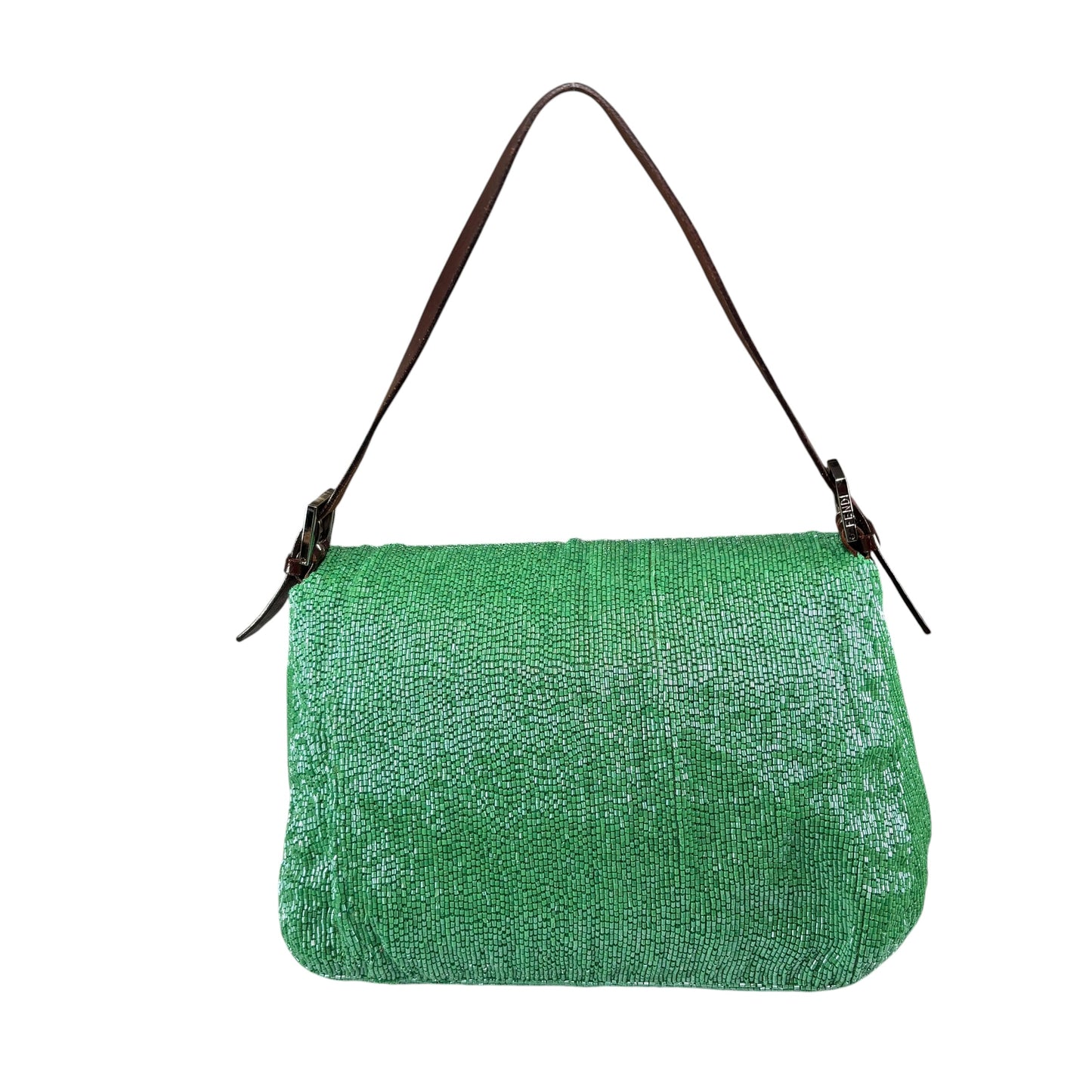 Fendi Y2K Mama Baguette Large Mint Beaded Shoulder Purse