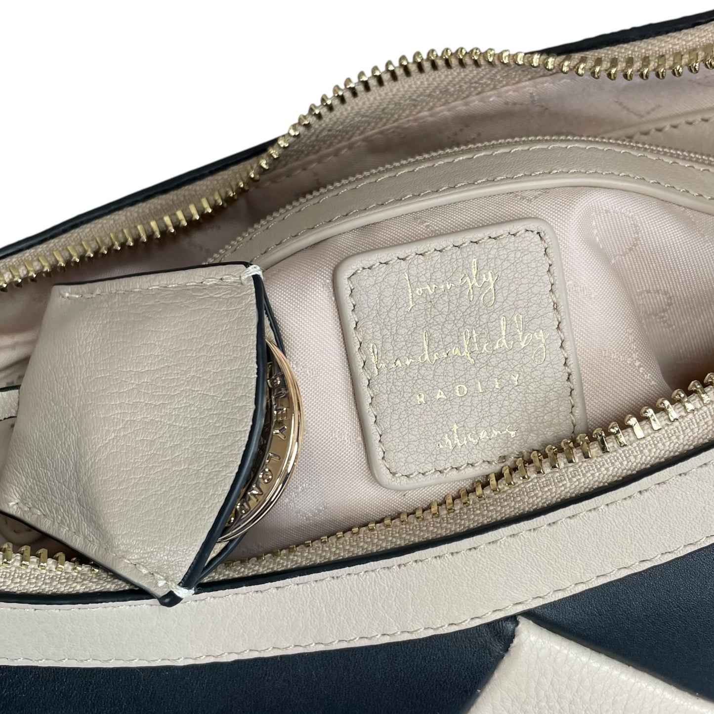 Bradley London Two-Tone Black Creme GHW Quilted Leather Shoulder 2-Way Hobo Bag