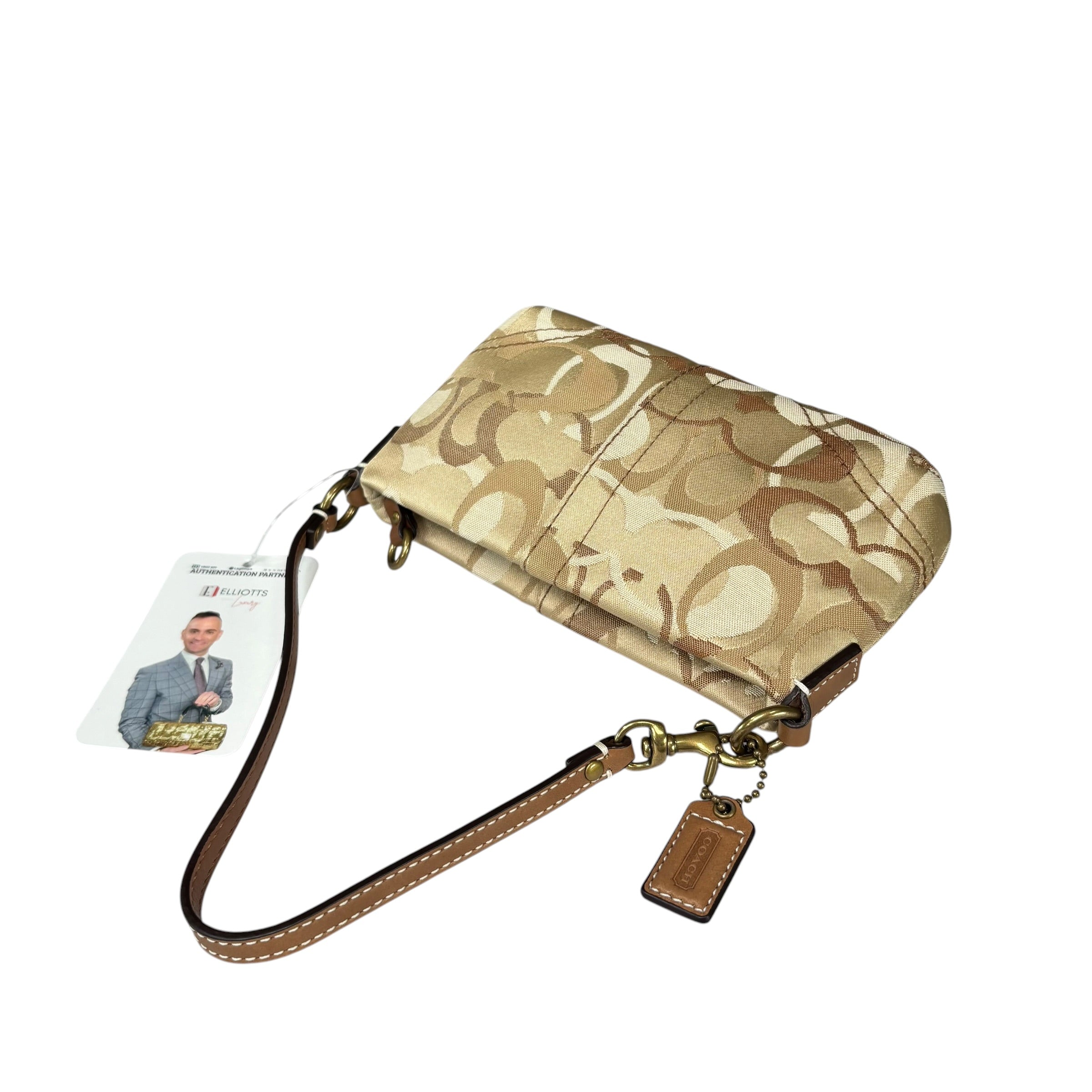 【COACH】シグネチャー　ベージュ系　レザー　シボ革　Y2K Coach Y2K Mini Soho Signature Canvas Brown Jacquard Leather GHW