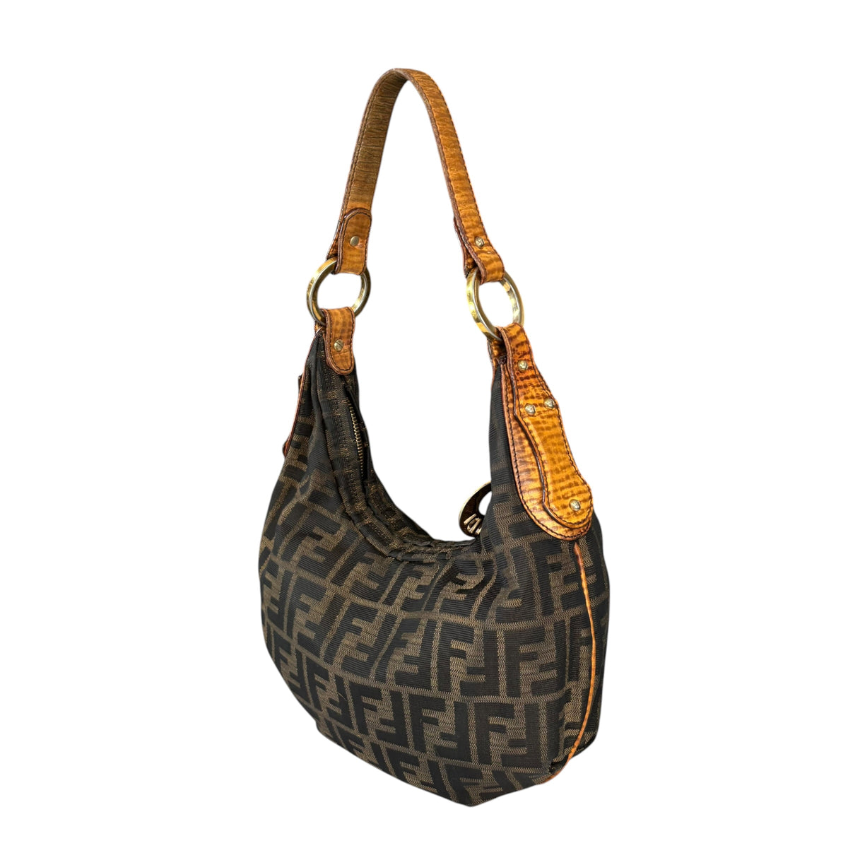 Fendi Y2K Zucca Embossed Lizard Chef Shoulder Purse