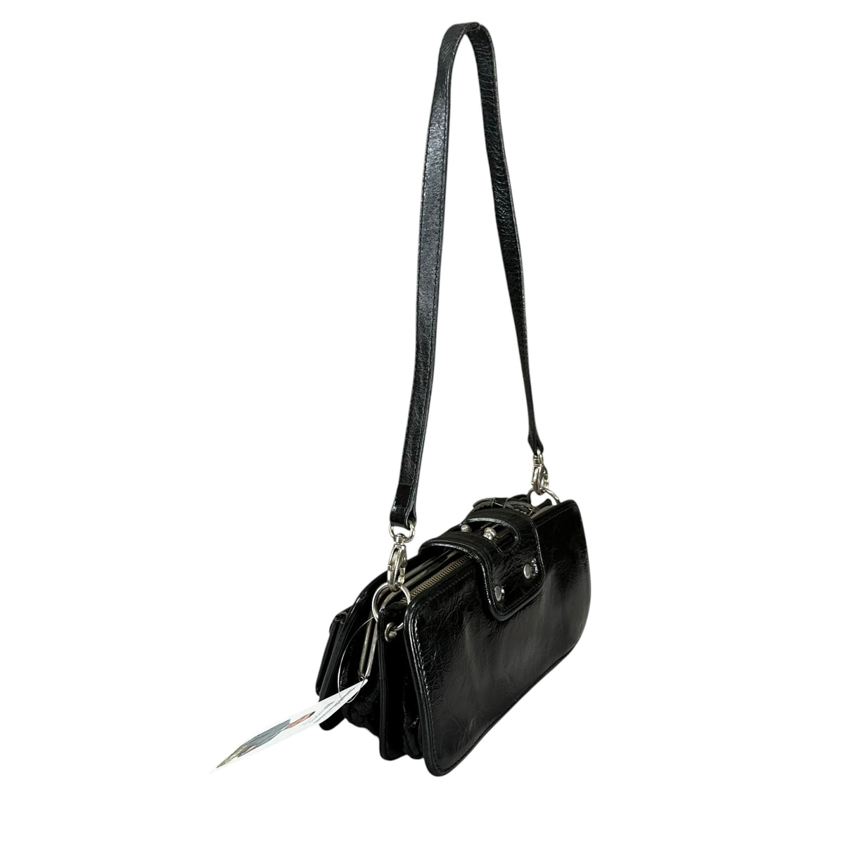 D & G Dolce Gabbana Mini Black Patent Baguette SHW Purse