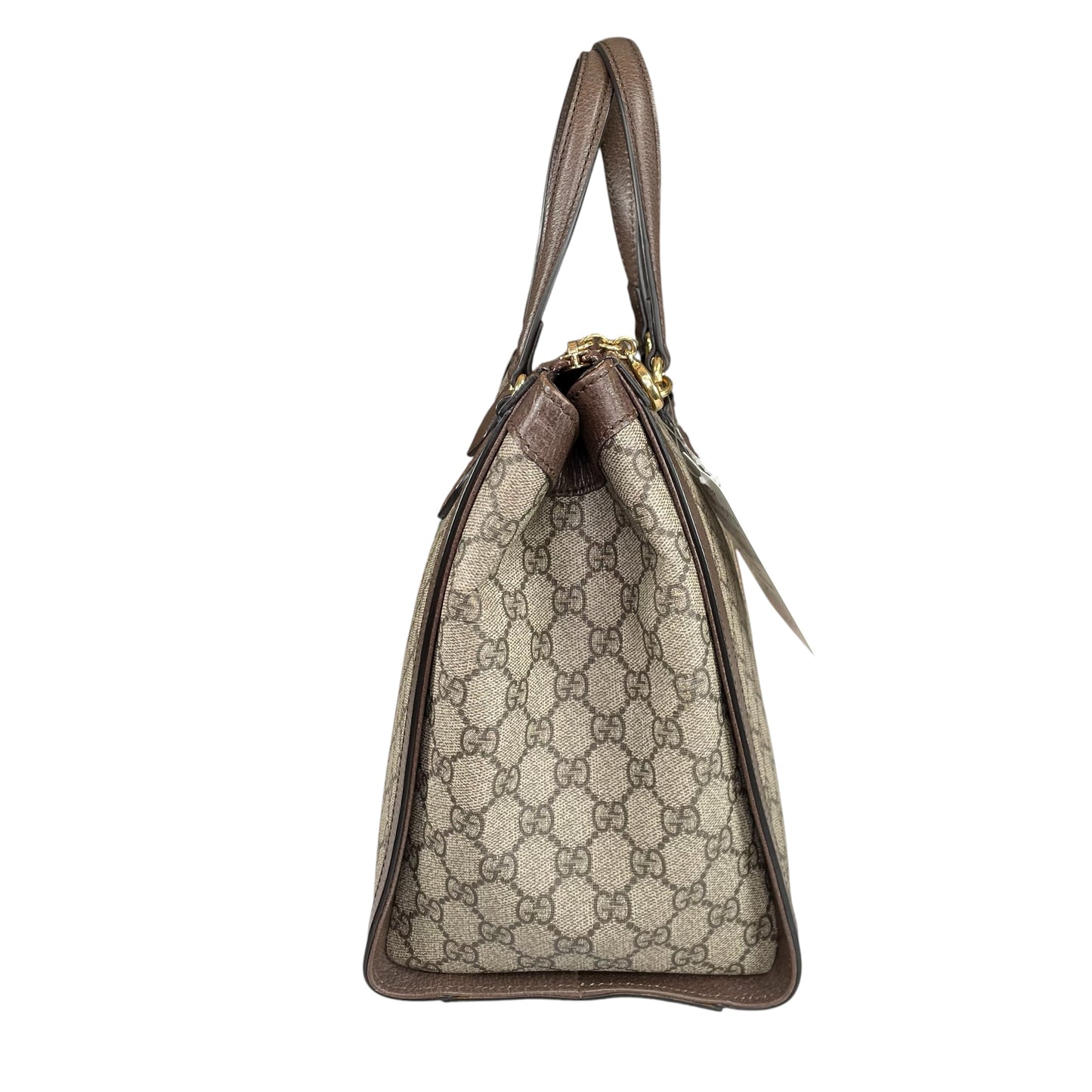 Gucci GG Ophidia GHW Leather Supreme Brown Canvas Crossbody Medium 2-Way Tote