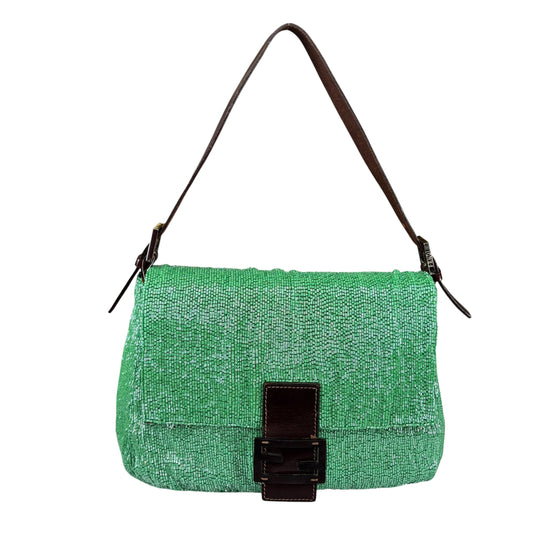 Fendi Y2K Mama Baguette Large Mint Beaded Shoulder Purse