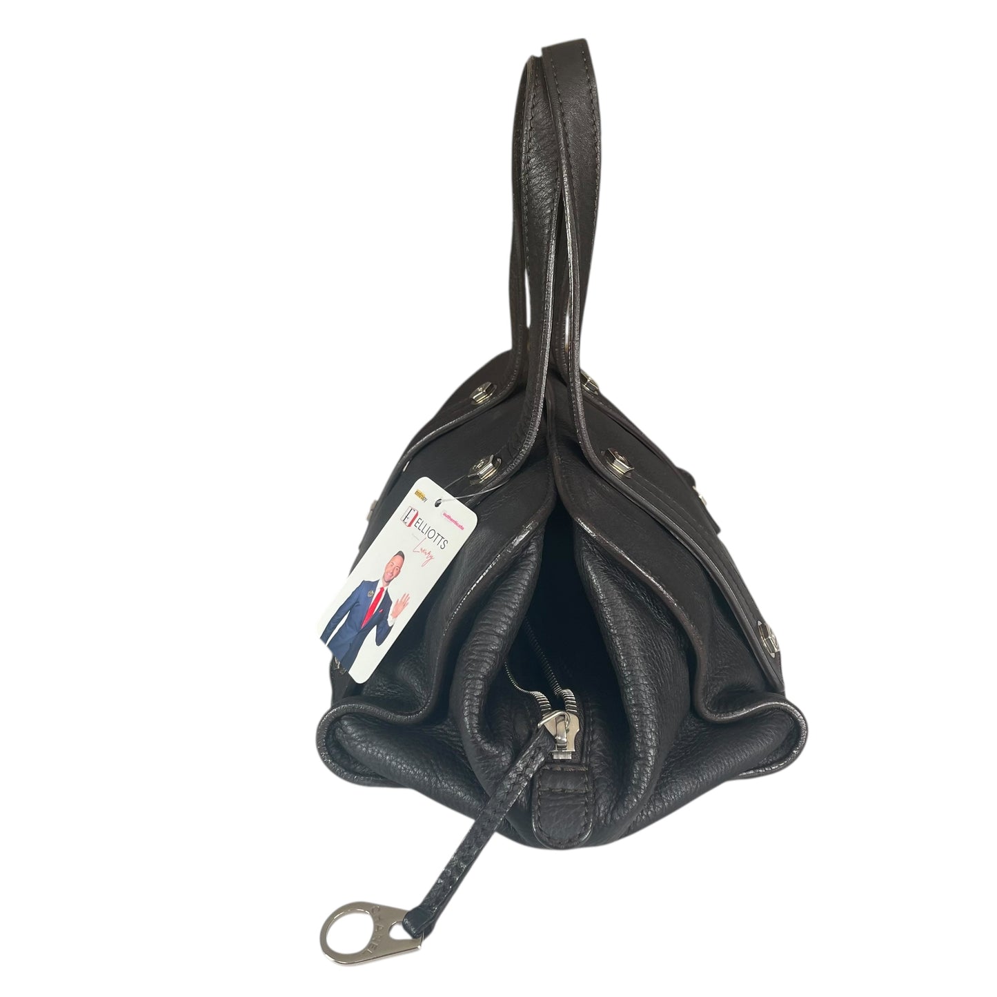 Chanel CC Bolt Deerskin Boston Dark Brown Studded Purse