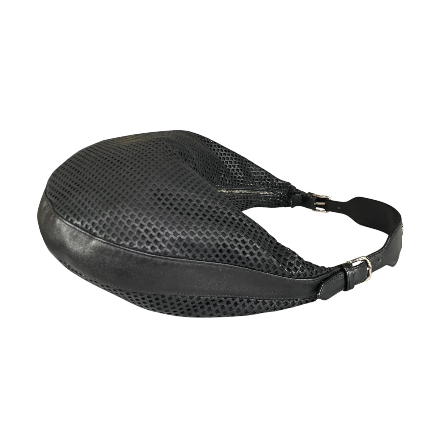 Christian Dior Y2K Perforated Leather Black CD Logo Shoulder Hobo bag Purse