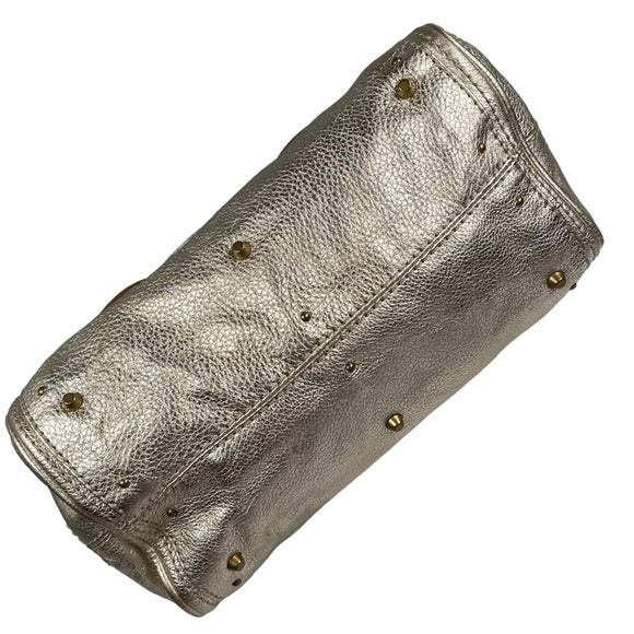Chloe Small Paddington Silver Metallic Golden Studded Shoulder Zippy Purse Bag