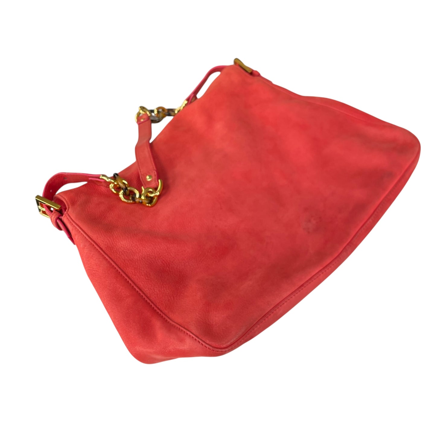 Fendi Baguette MAXI Grapefruit GHW Grapefruit Iridescent Leather Shoulder Purse