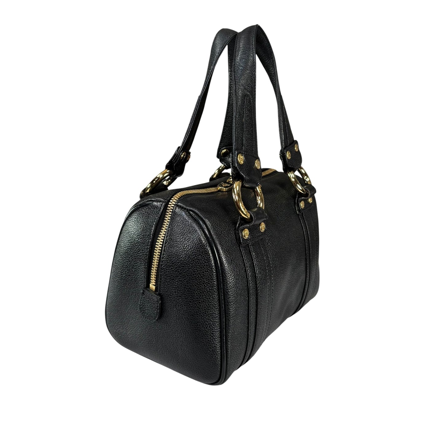 MCM Viestos GHW Black Mini Boston Studded Zip Purse 9”