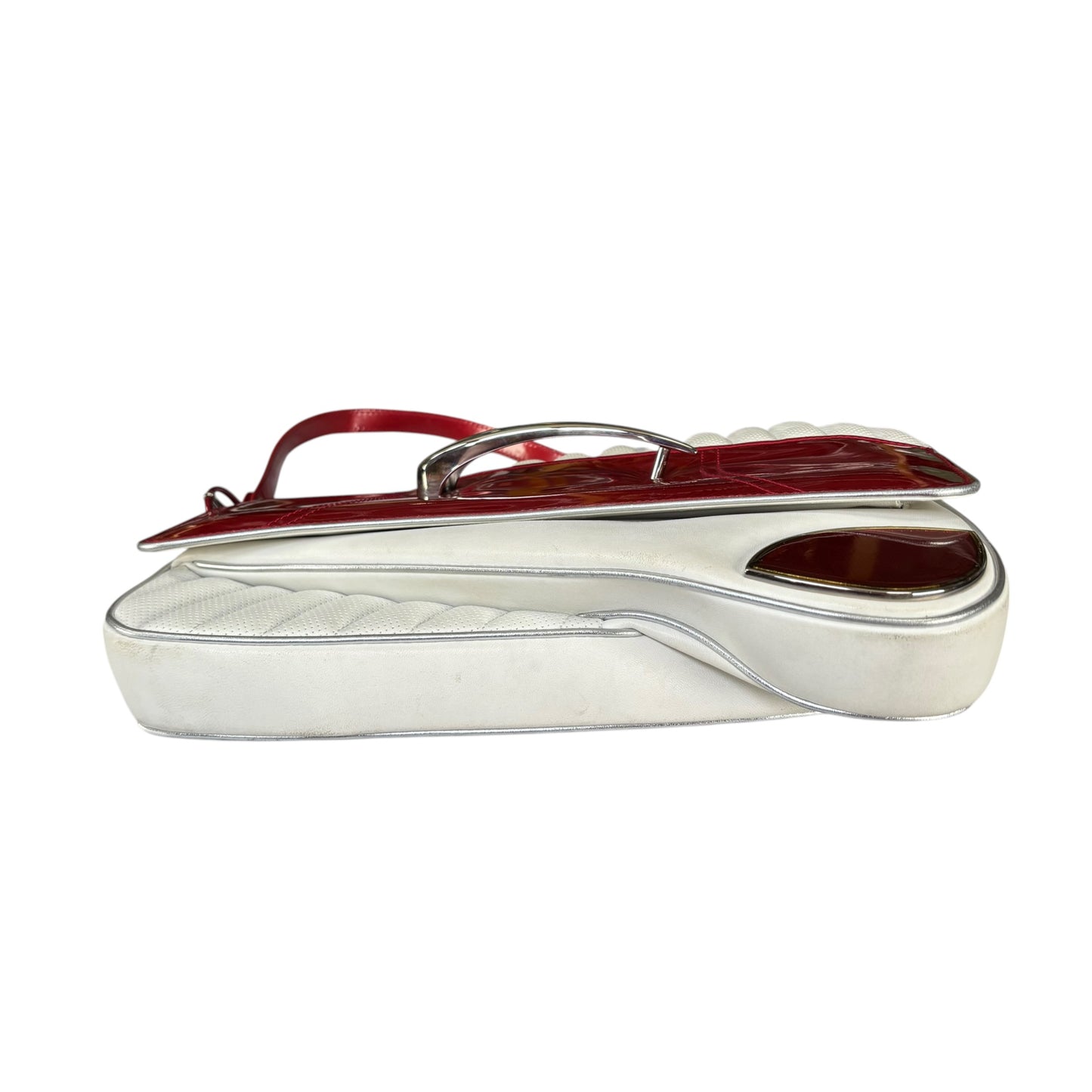 Christian Dior Cadillac Y2K Red Patent White Leather 2-Way Purse