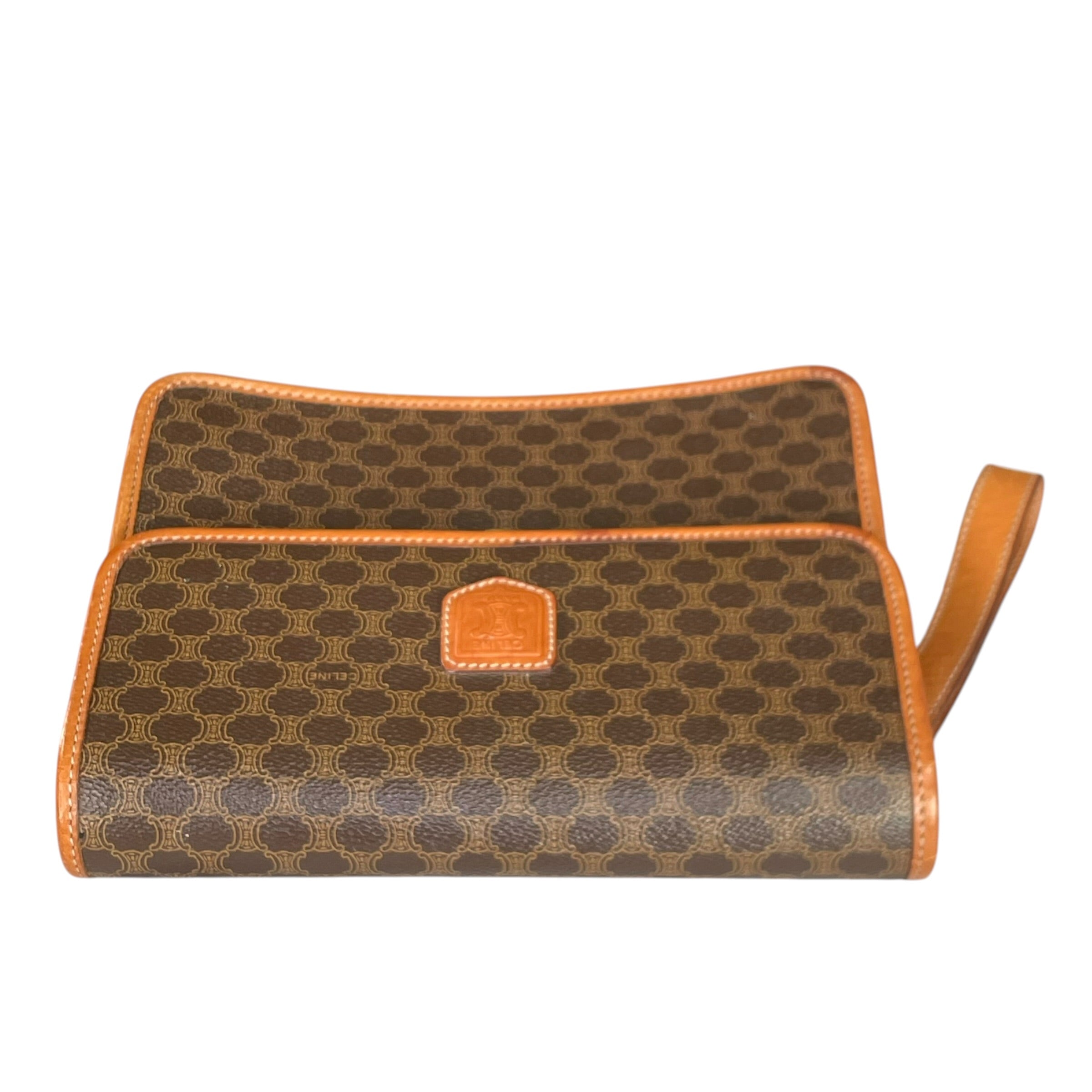 Celine Macadam Monogram GHW Canvas Brown Leather Clutch