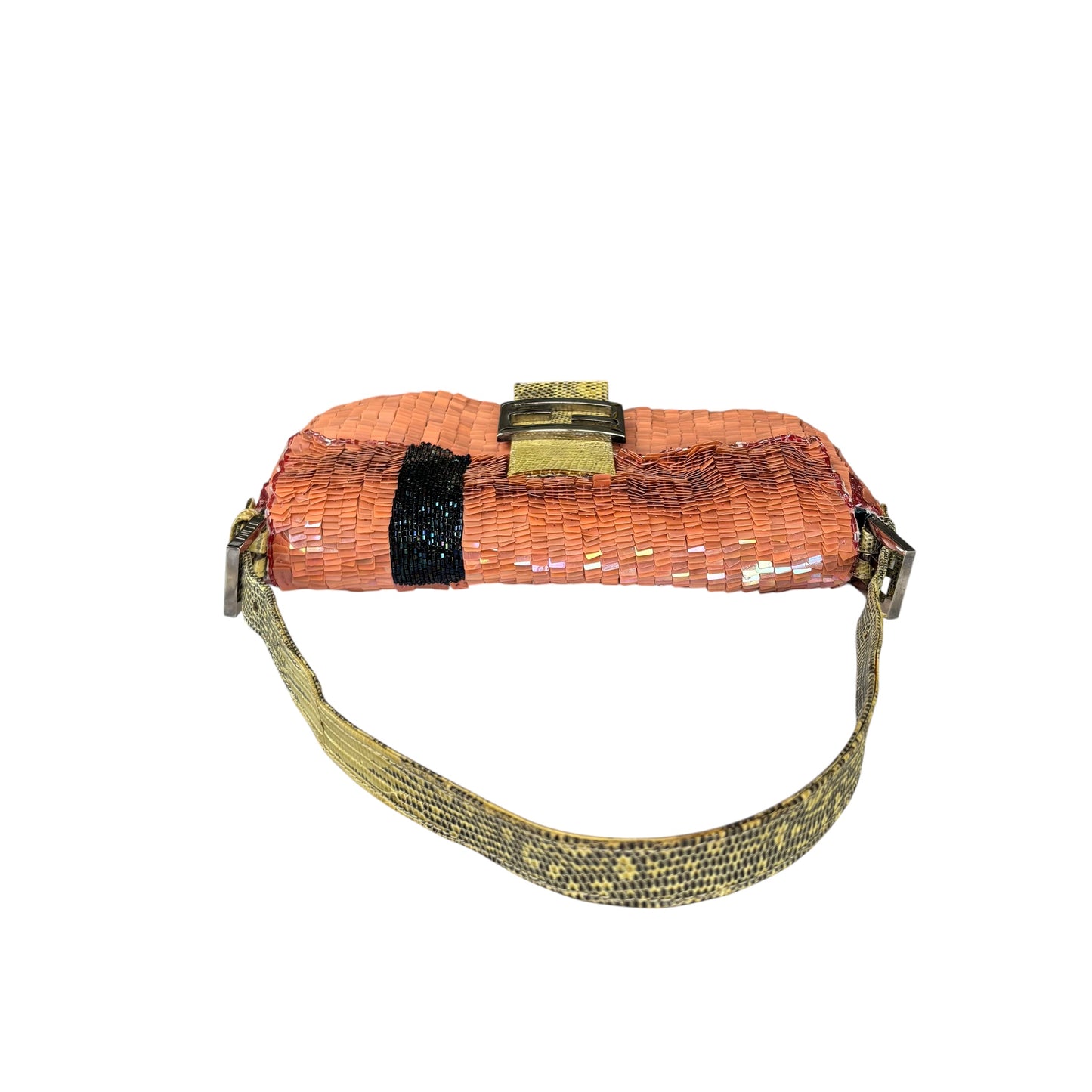 Fendi Y2K Baguette Coral Sequin Shoulder Purse