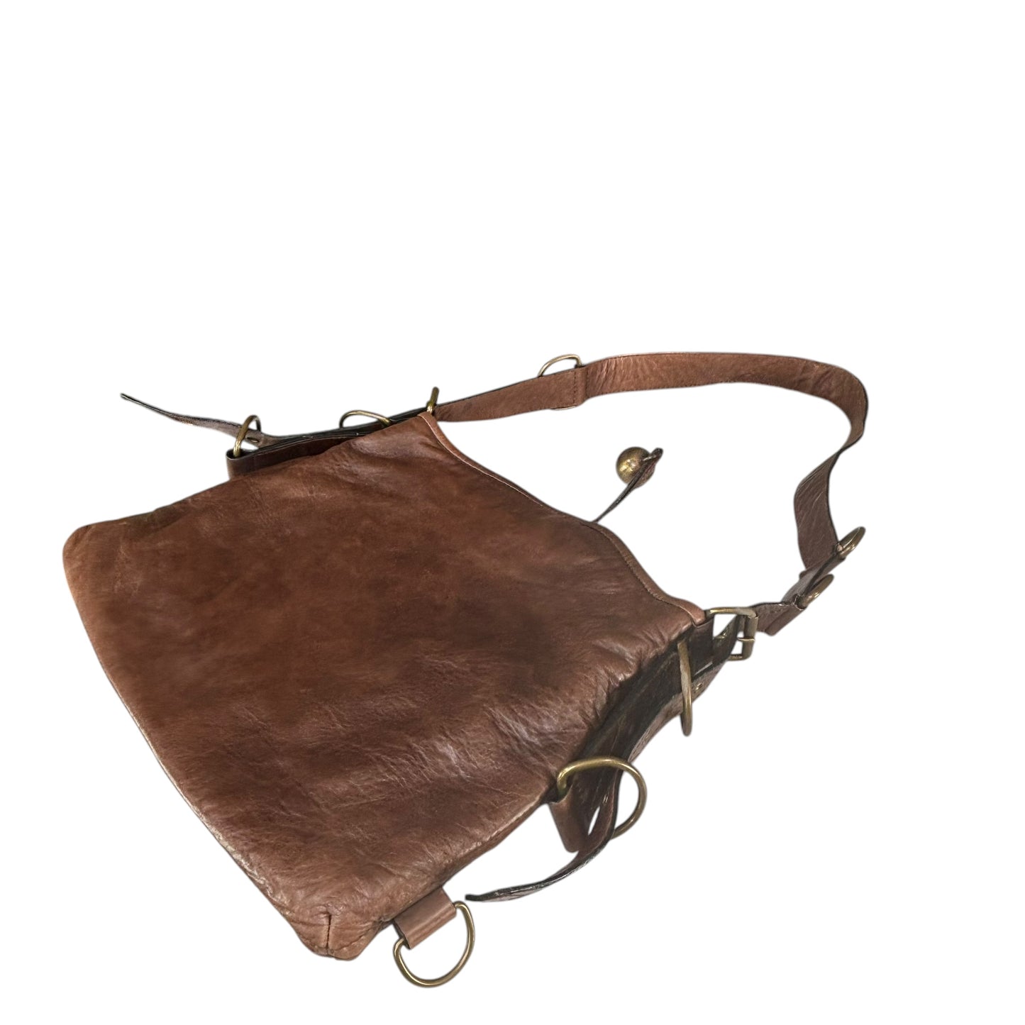 Givenchy Y2K Vouyou Classic Mahogany Brown Distressed Leather 2-Way Shoulder Crossbody Bag