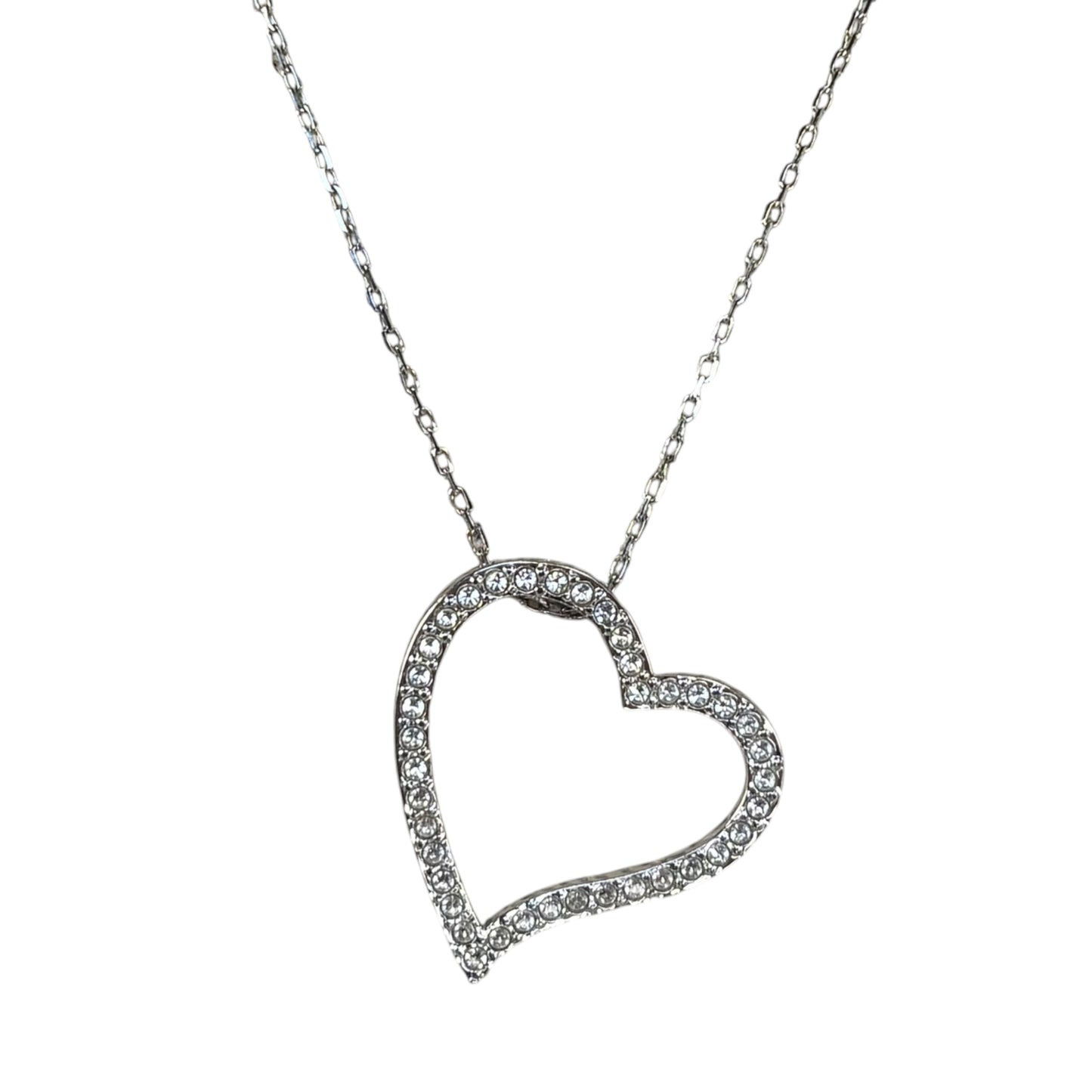 Swarovski Crystal Silver Tone Heart Necklace 18.5”