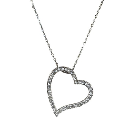 Swarovski Crystal Silver Tone Heart Necklace 18.5”